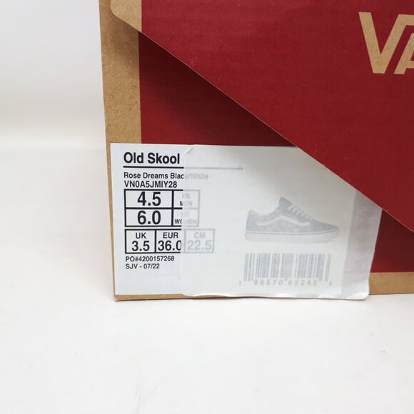 Vans Old Skool Rose Dreams Black White Skate Authentic Shoe Sneaker Womens 6 US - Picture 10 of 12